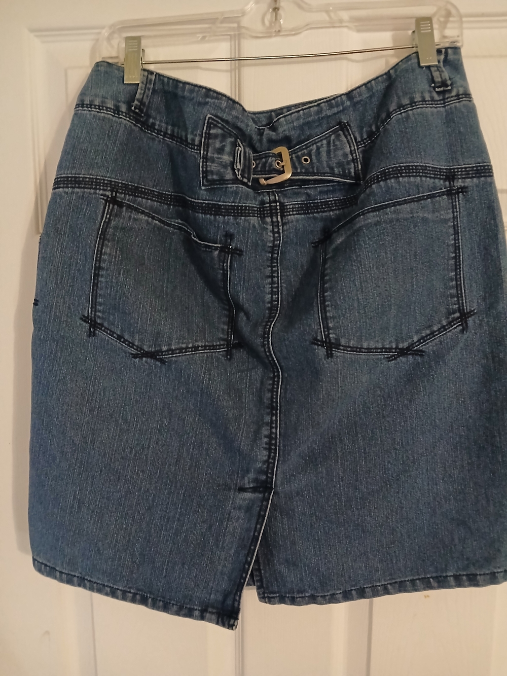 Willi Smith Blue Denim Mini Skirt with Front Pockets